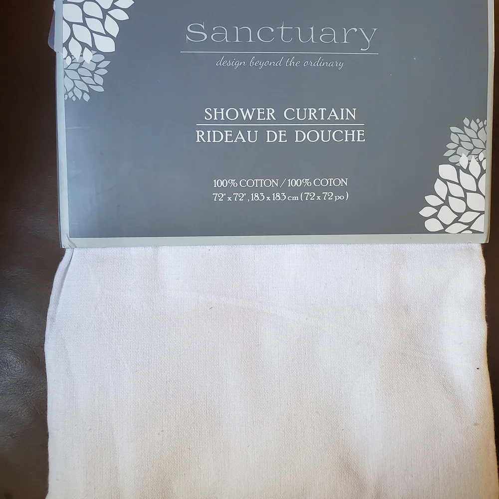 Sanctuary Shower Curtain  with Horizontal Stripes 100 Percent Cotton 72x72 NWT